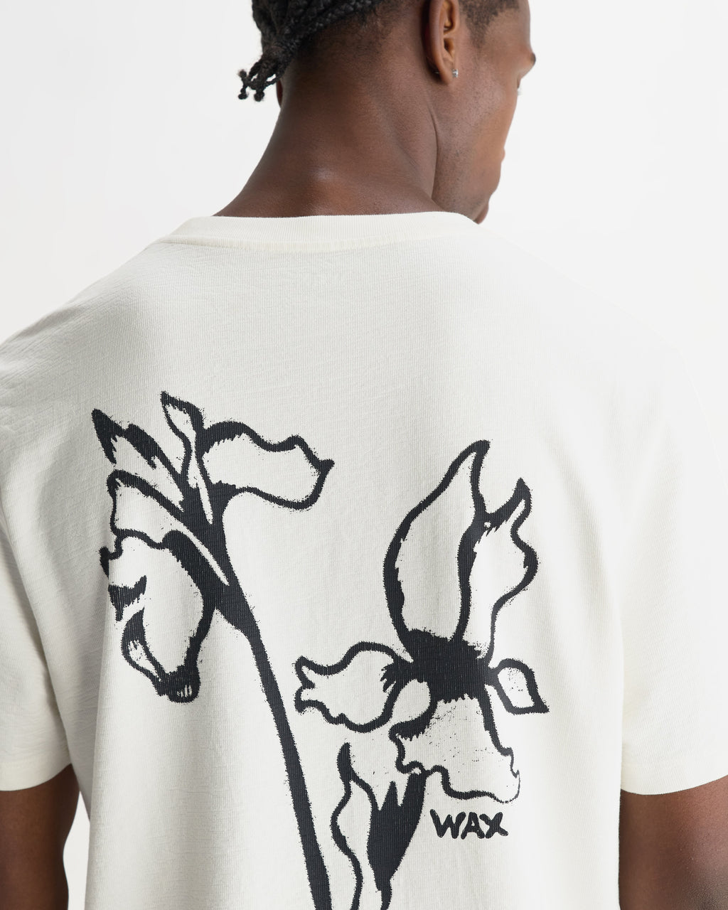 Dean - Off White And Black Painted Flower Print T-Shirt