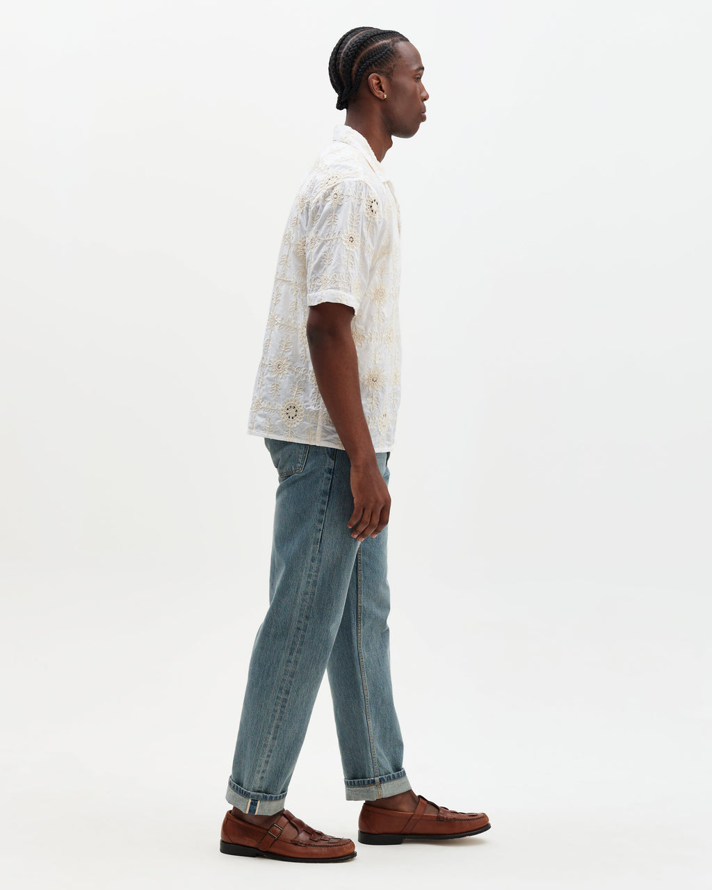 Didcot - White Corded Lace Short-Sleeve Shirt