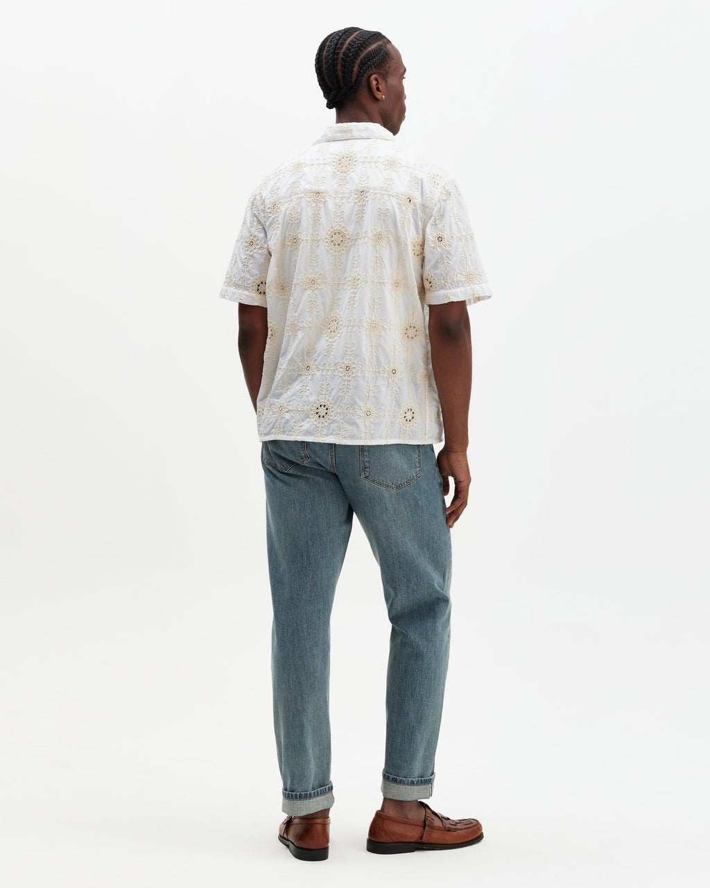 Didcot - White Corded Lace Short-Sleeve Shirt