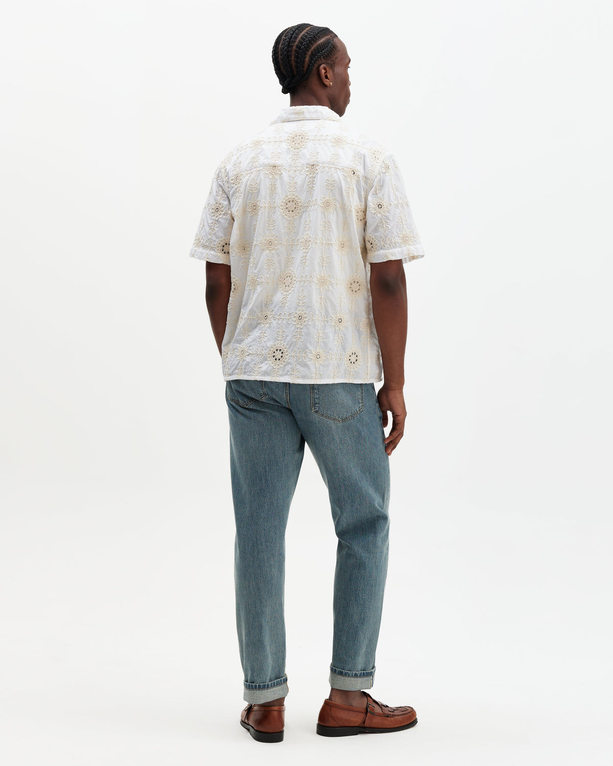 Didcot - White Corded Lace Short-Sleeve Shirt