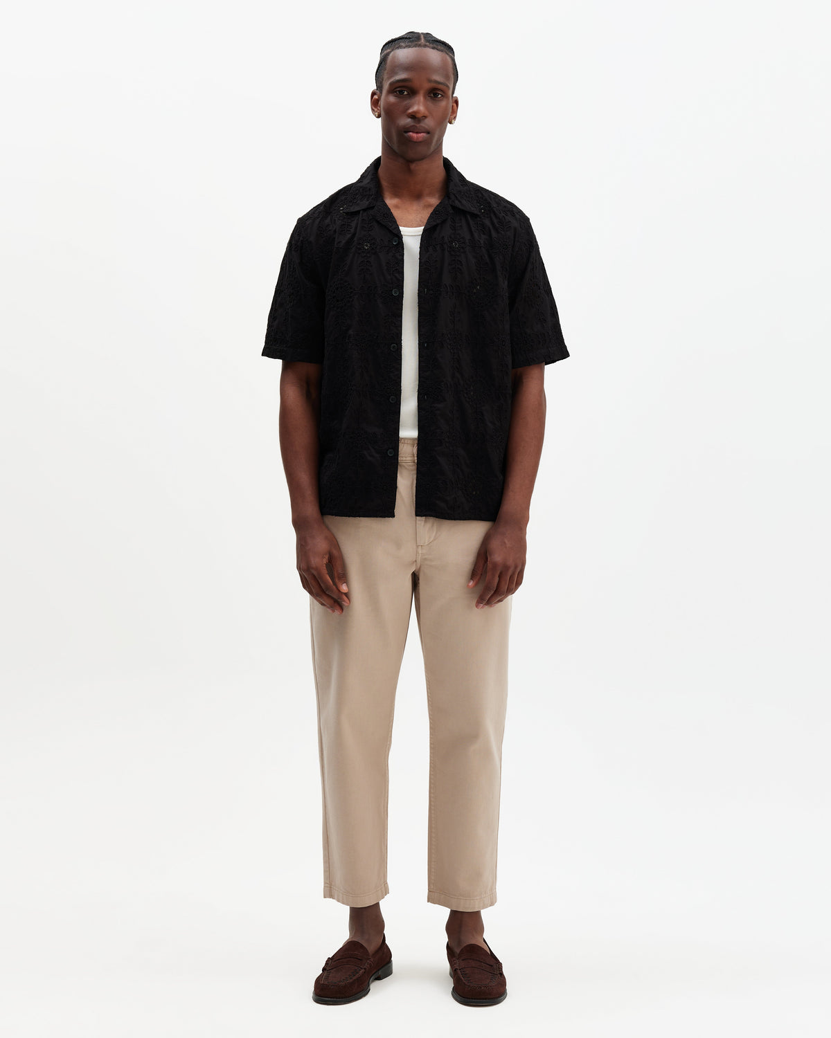 Didcot - Black Corded Lace Short-Sleeve Shirt