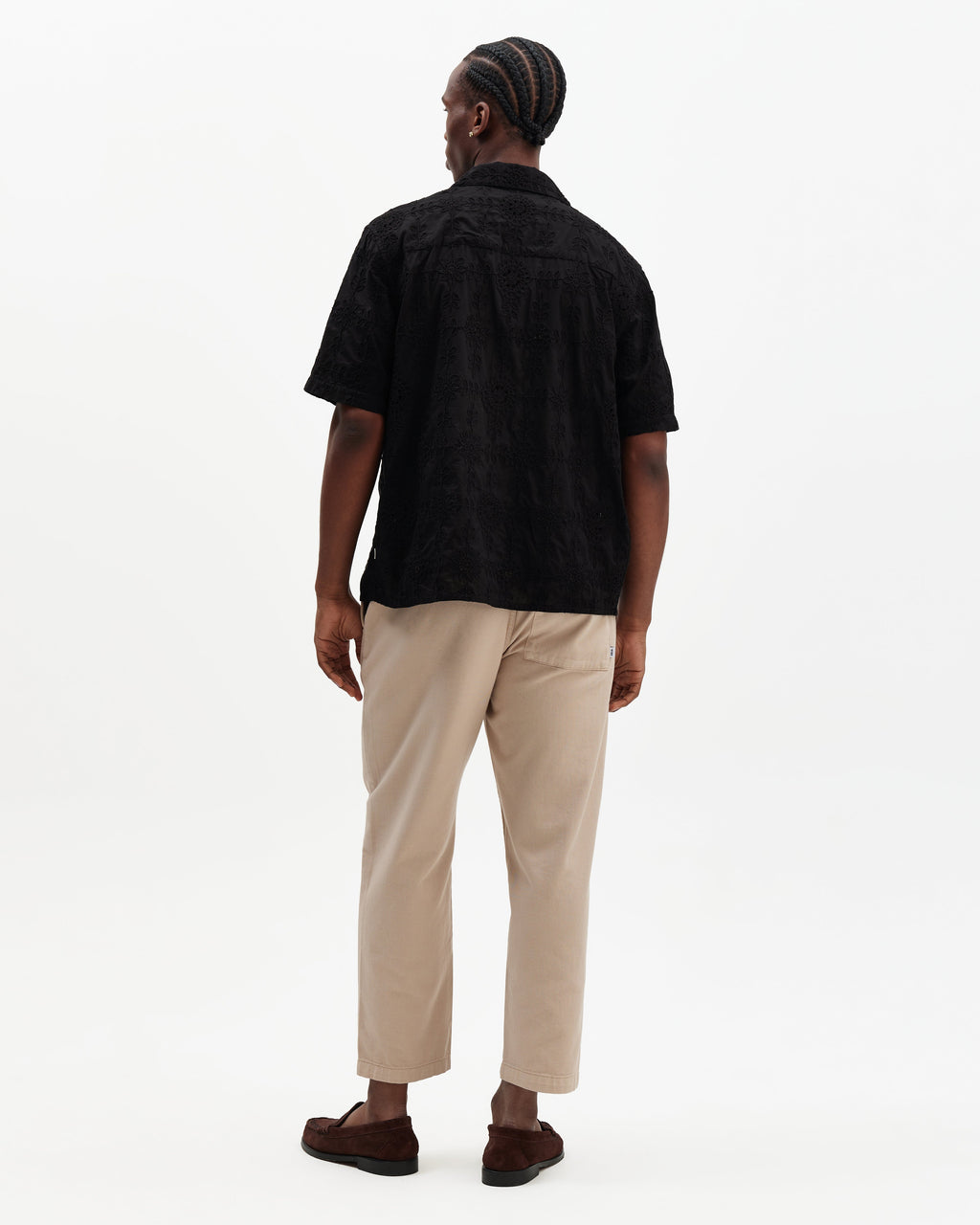 Didcot - Black Corded Lace Short-Sleeve Shirt