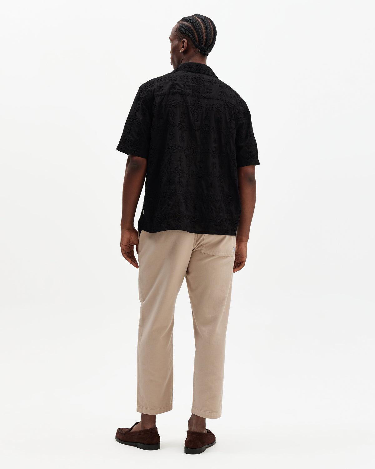 Didcot - Black Corded Lace Short-Sleeve Shirt