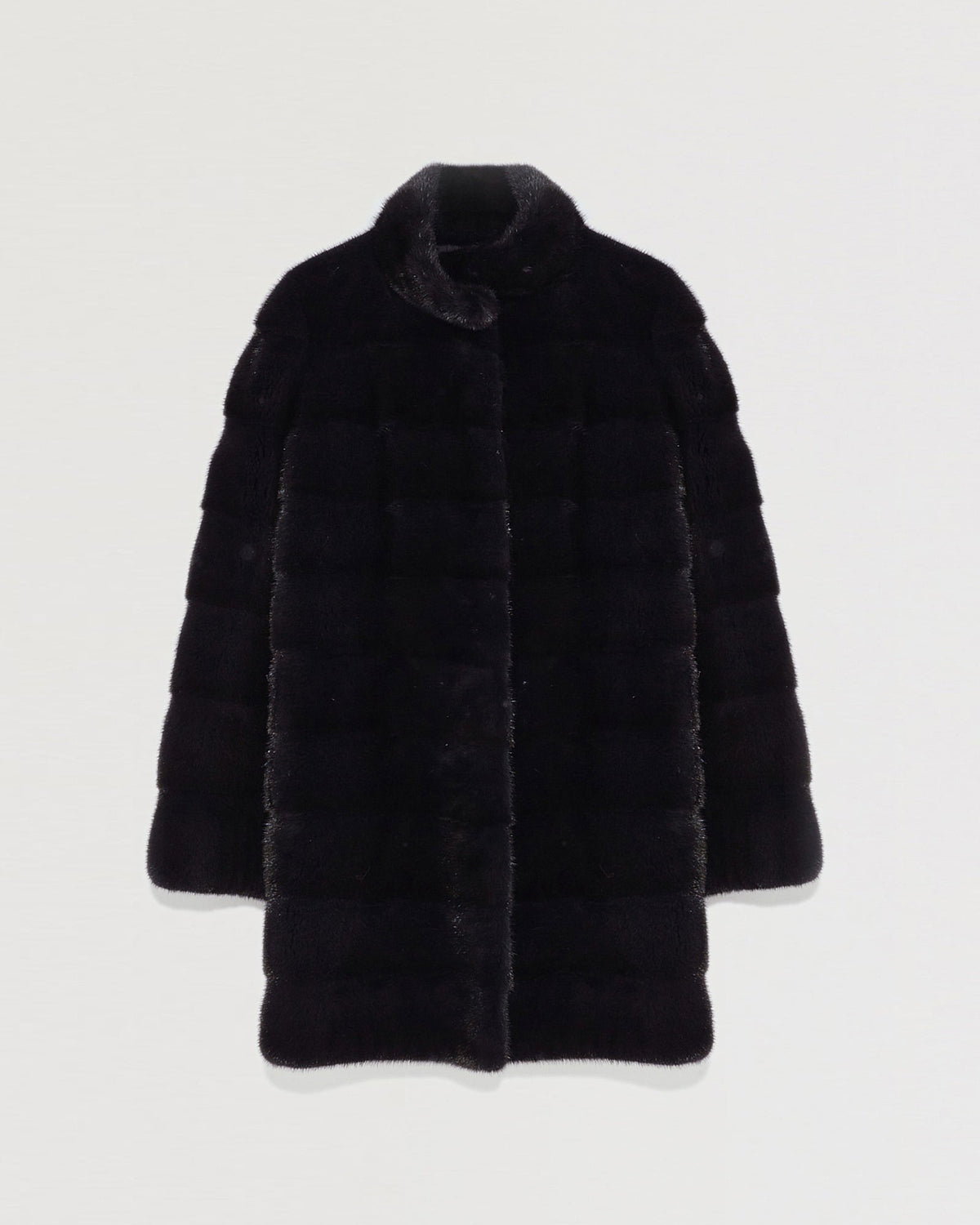Long mink fur jacket with collar