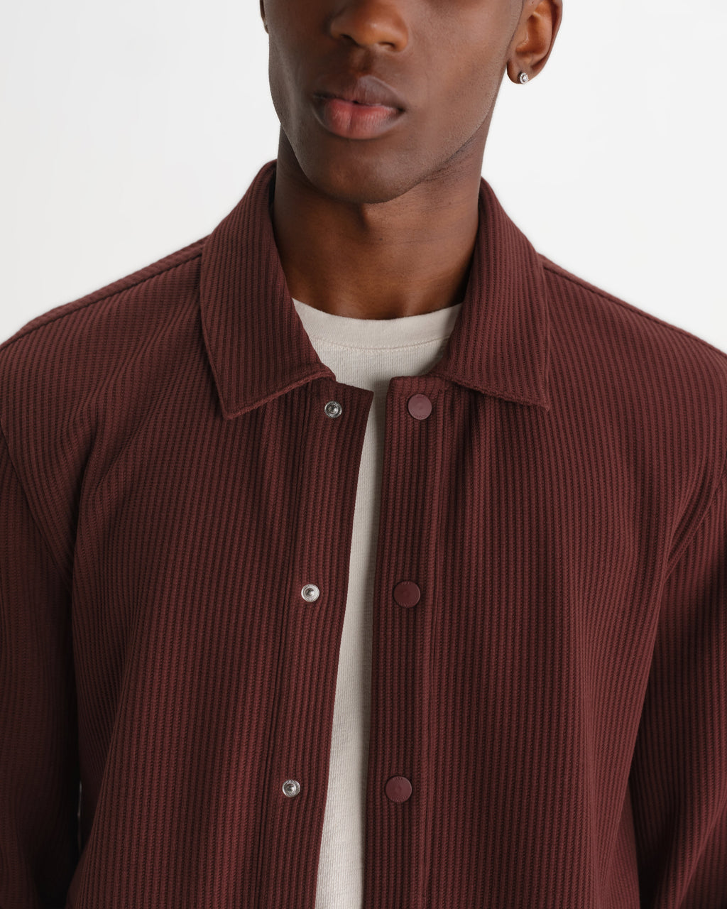 Hays - Dark Burgundy Structured Waffle Overshirt
