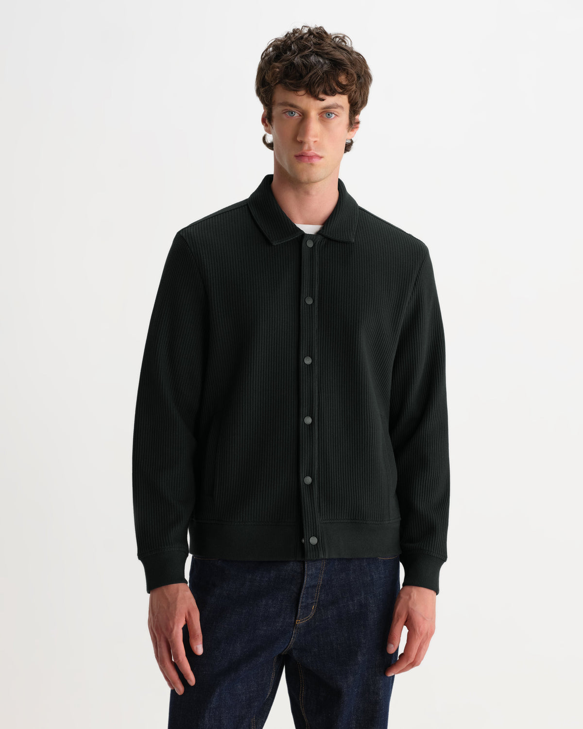 Hays - Dark Green Structured Waffle Overshirt
