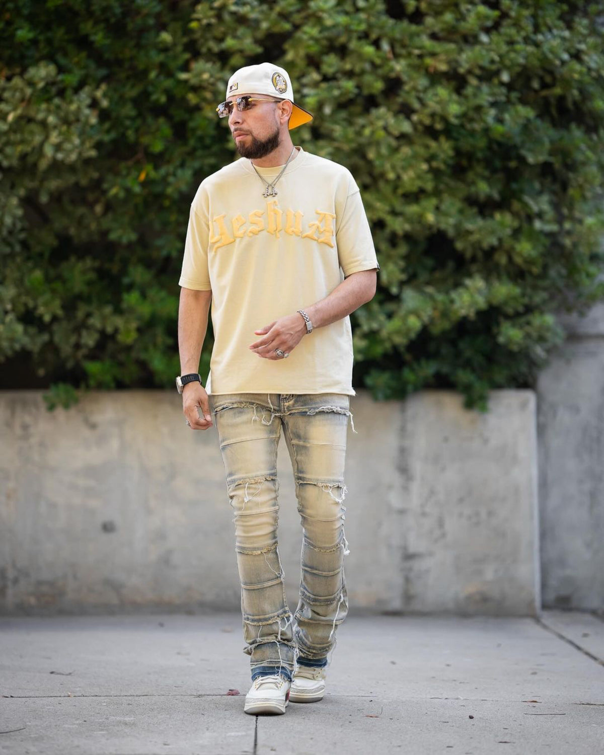 Yeshua Scripture Raw Hem Tee