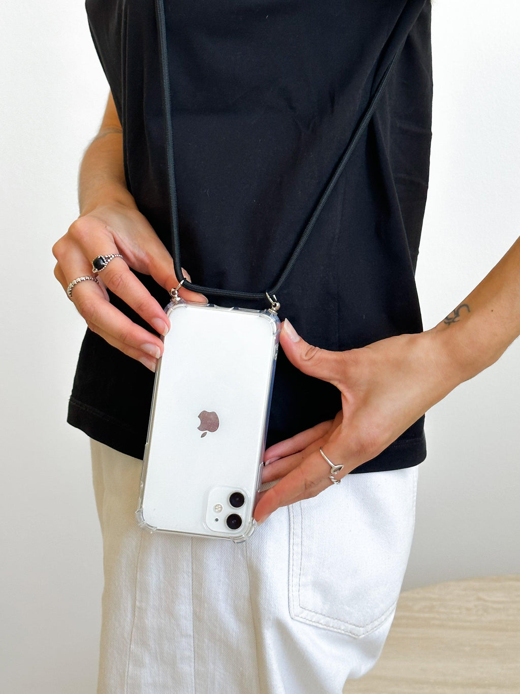iPhone Case Black Strap | Clear Phone Case with Strap