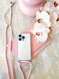 iPhone Case Pink Strap | Clear Phone Case with Strap