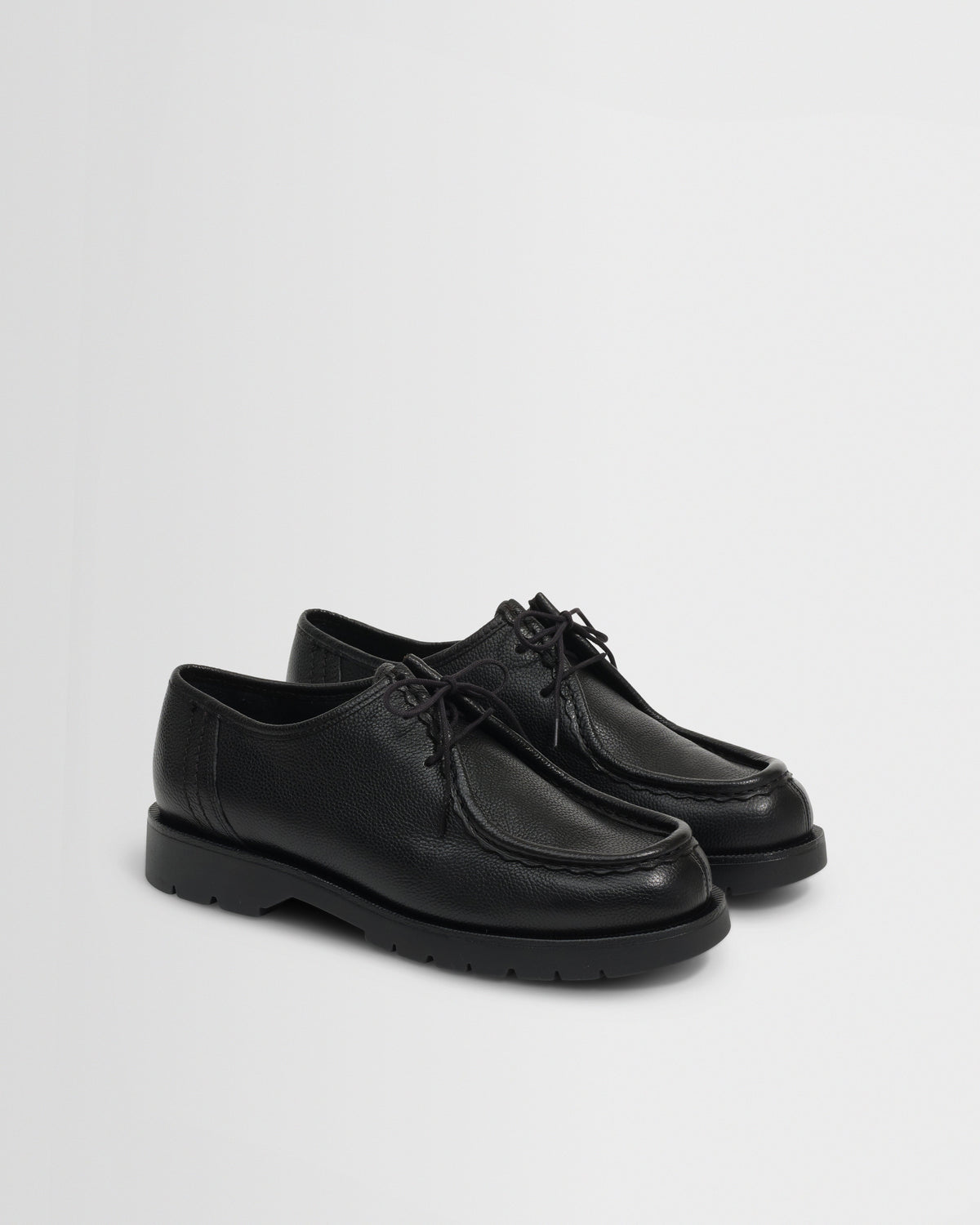 Kleman - Black Grained Leather Padror Shoes