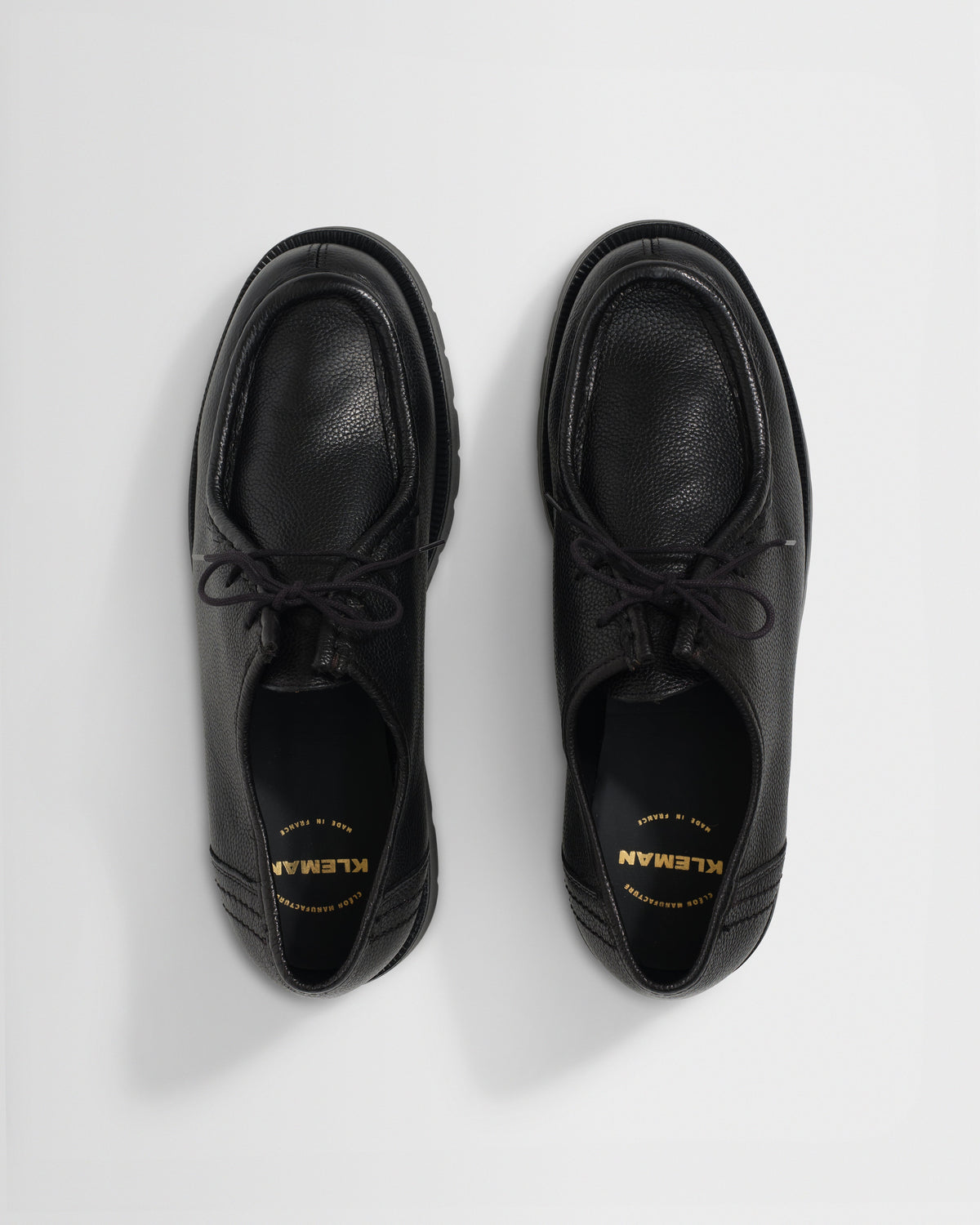 Kleman - Black Grained Leather Padror Shoes