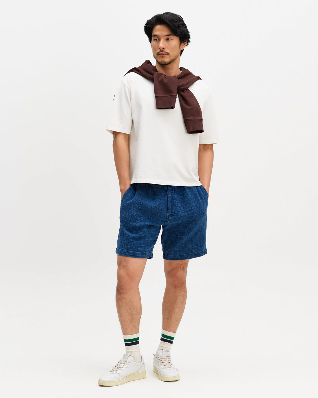 Kurt - Indigo Dobby Textured Organic Cotton Shorts
