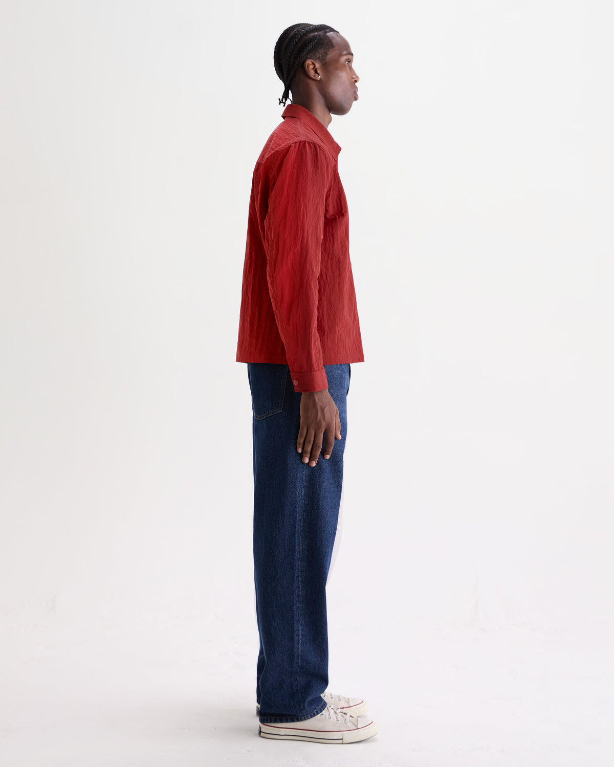 Lytton - Red Crinkle Nylon Overshirt