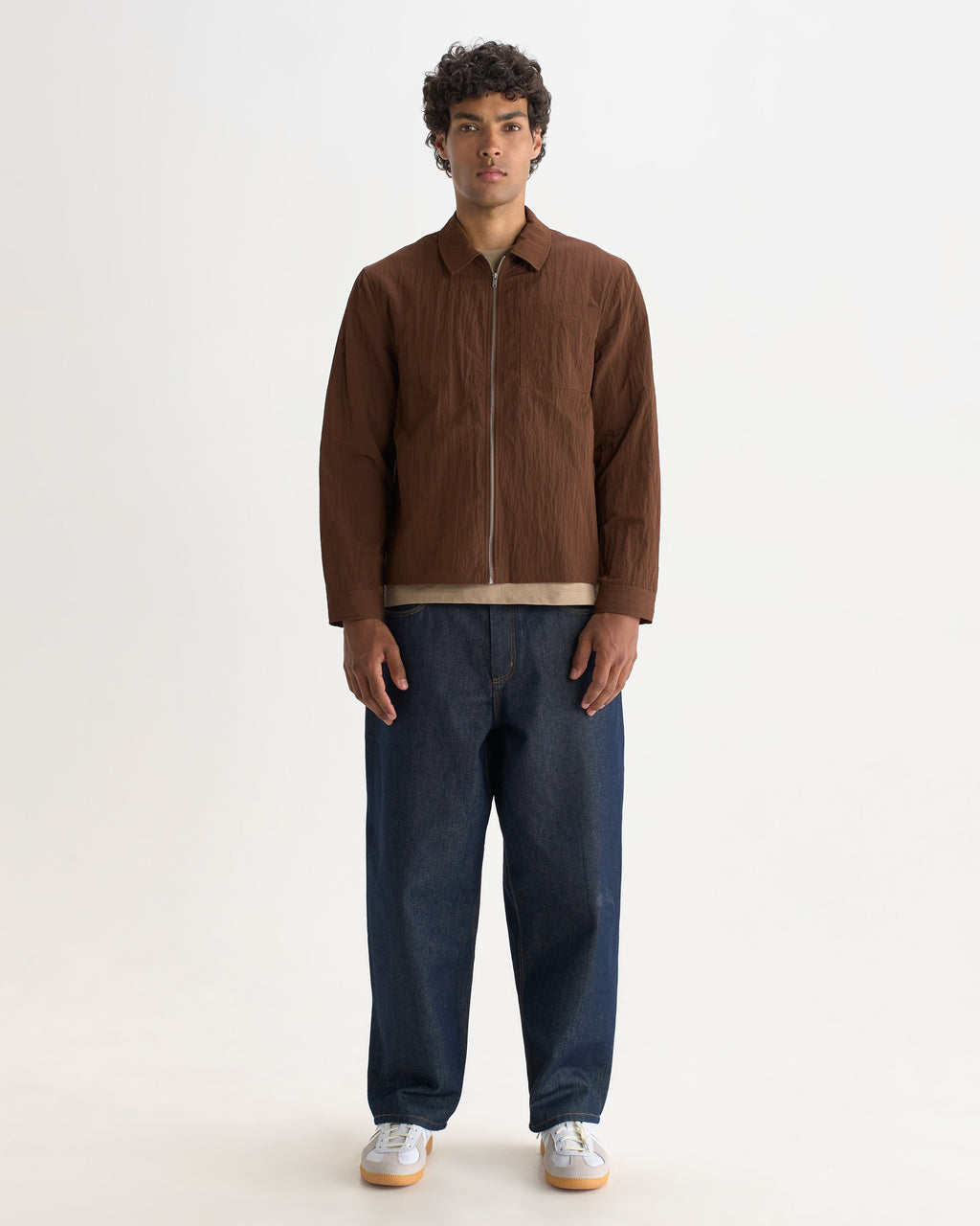 Lytton - Brown Crinkle Nylon Overshirt