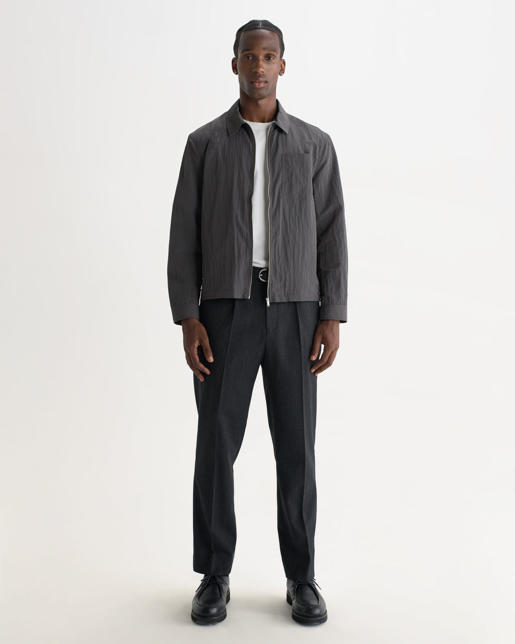 Lytton - Charcoal Crinkle Nylon Overshirt