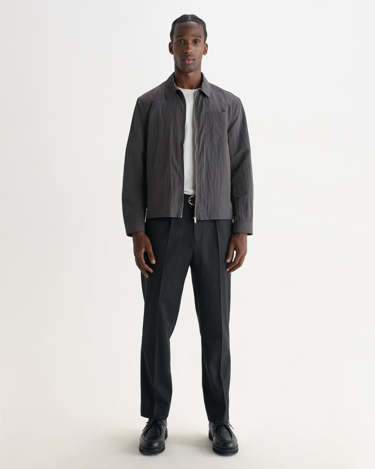 Lytton - Charcoal Crinkle Nylon Overshirt