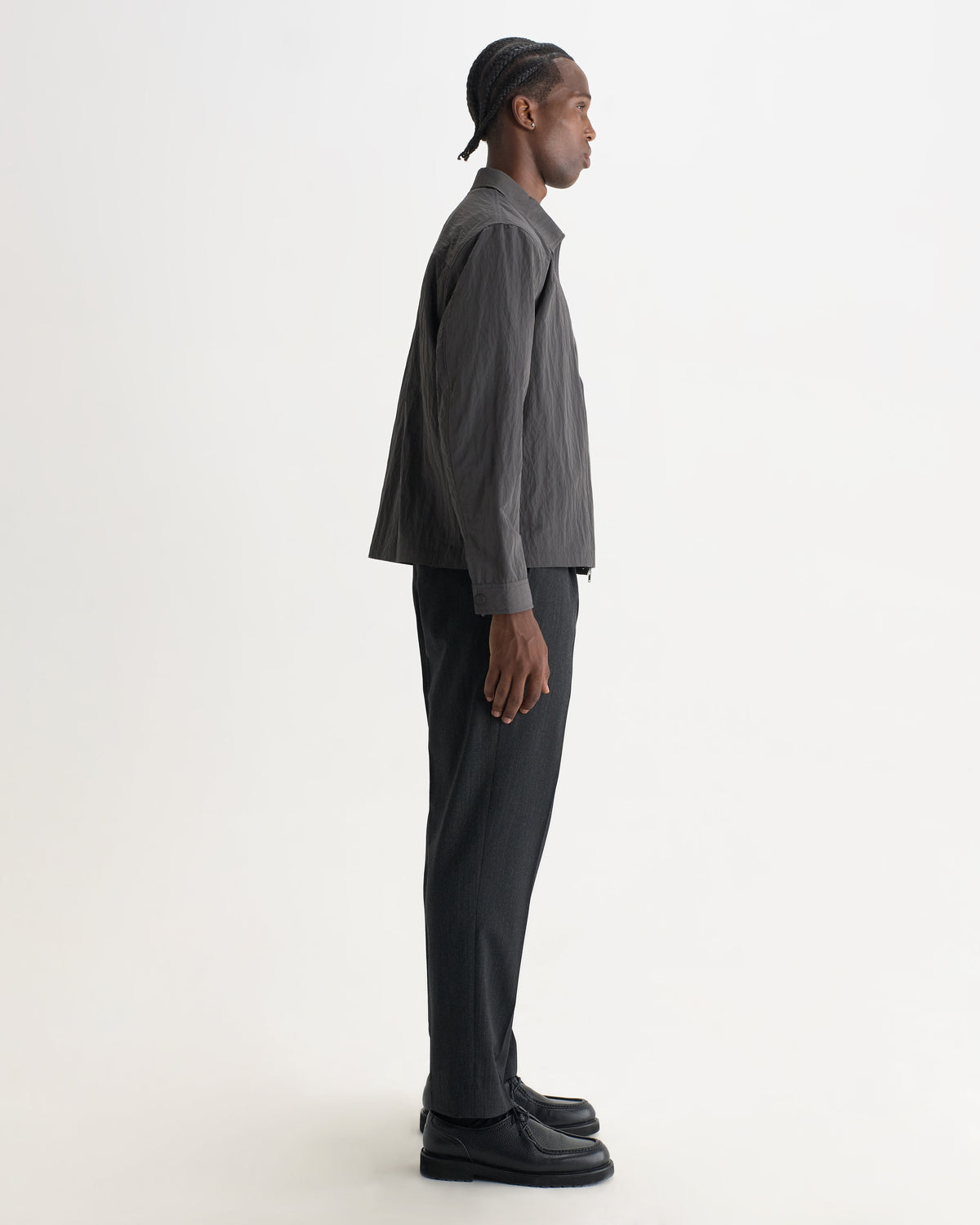 Lytton - Charcoal Crinkle Nylon Overshirt