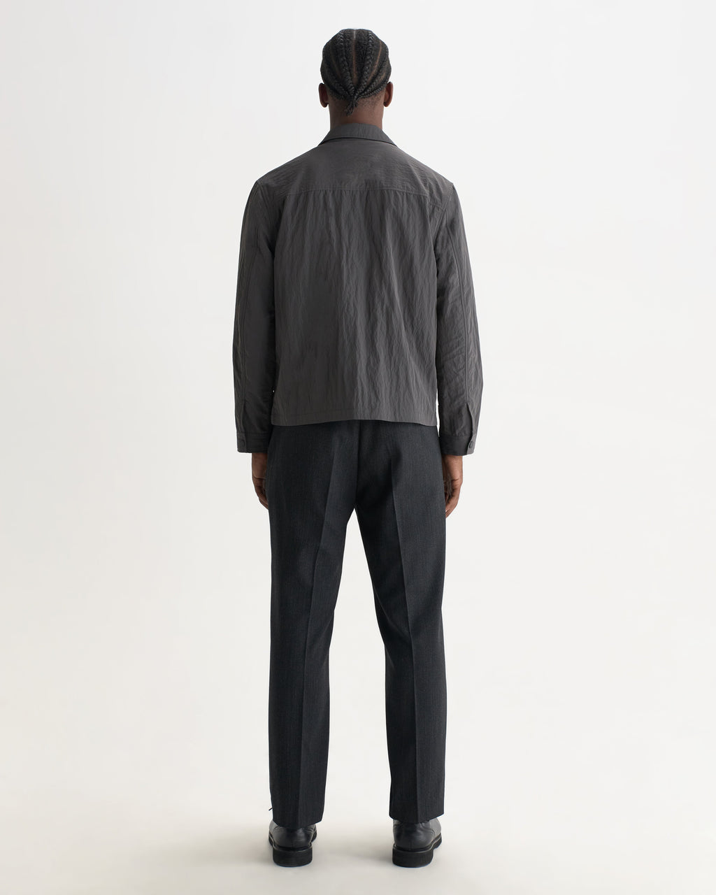 Lytton - Charcoal Crinkle Nylon Overshirt