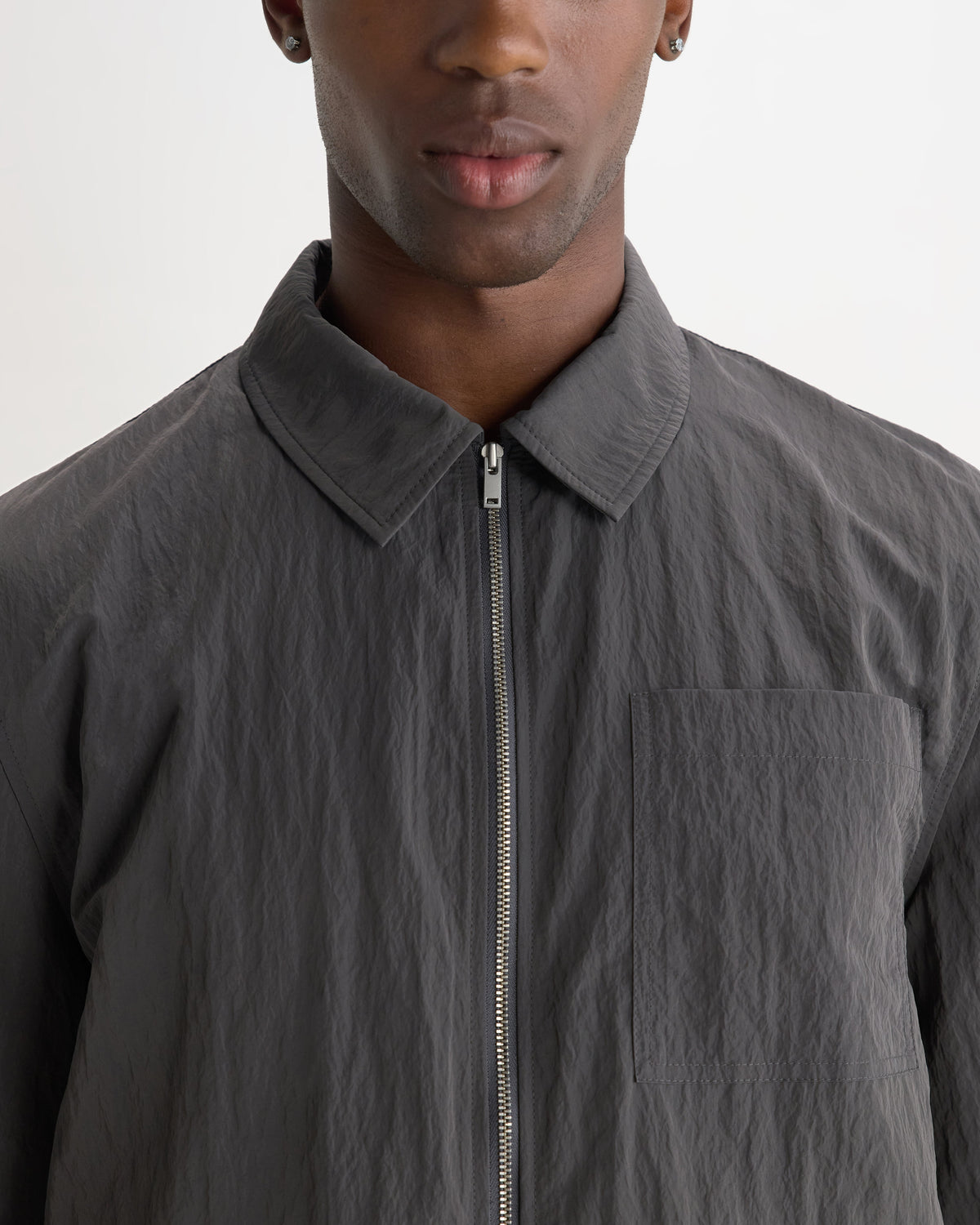 Lytton - Charcoal Crinkle Nylon Overshirt