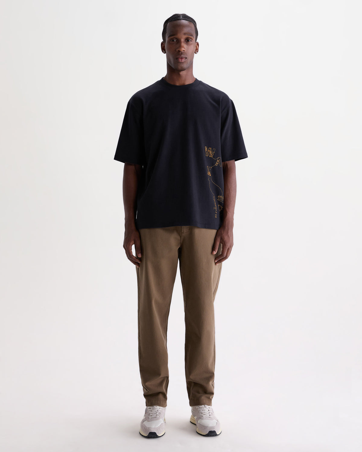 Milton - Navy And Gold Trailing Logo Organic Cotton T-Shirt