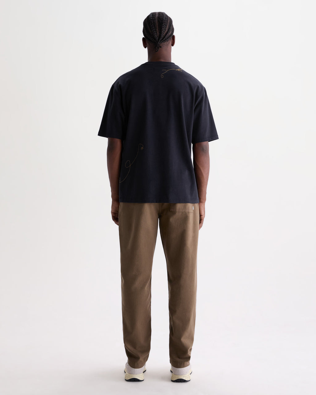Milton - Navy And Gold Trailing Logo Organic Cotton T-Shirt