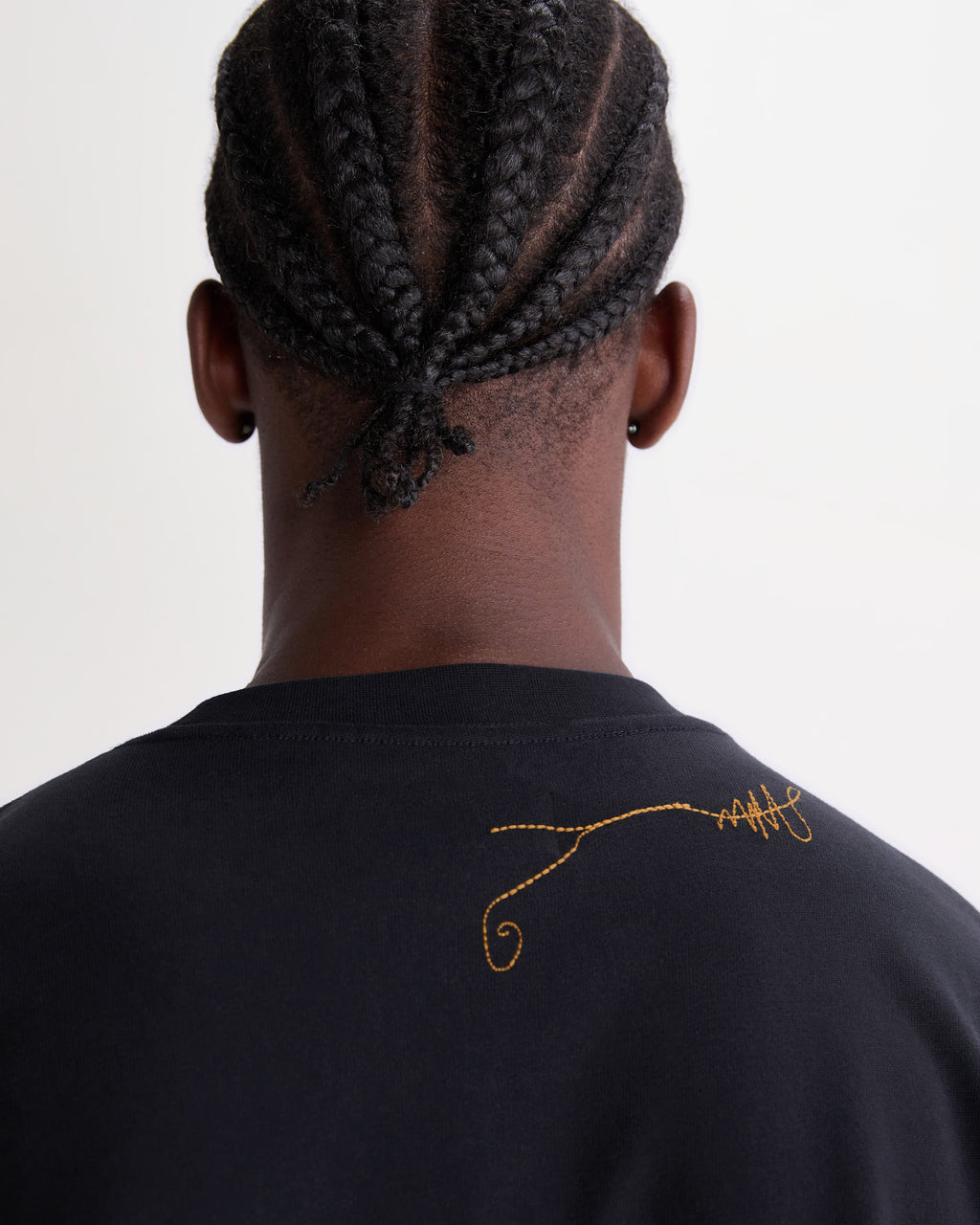 Milton - Navy And Gold Trailing Logo Organic Cotton T-Shirt