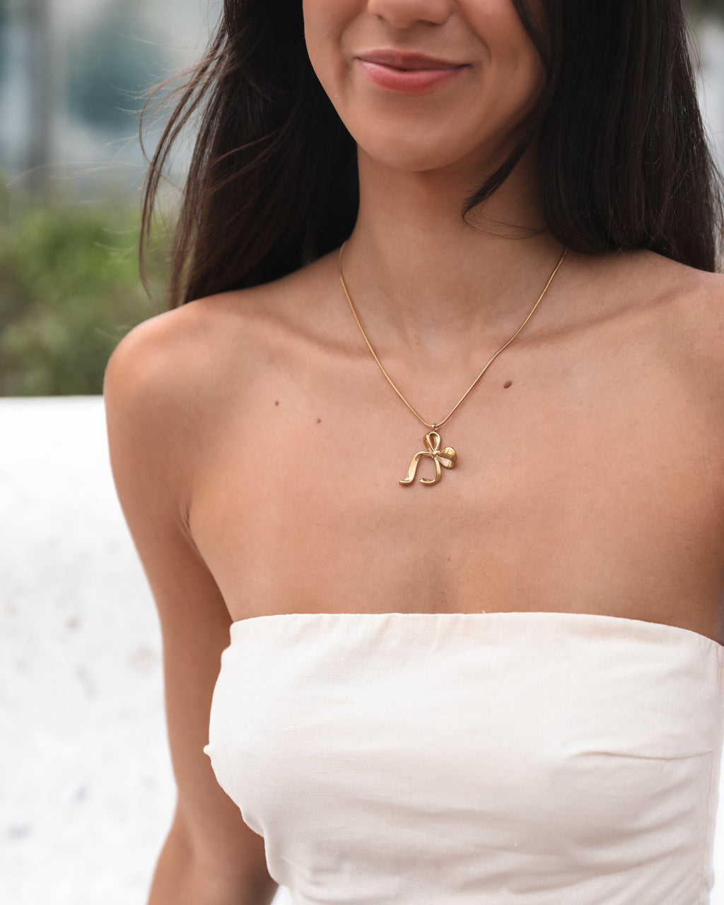 Maisha Necklace - Gold | Women's Bow Pendant Necklace