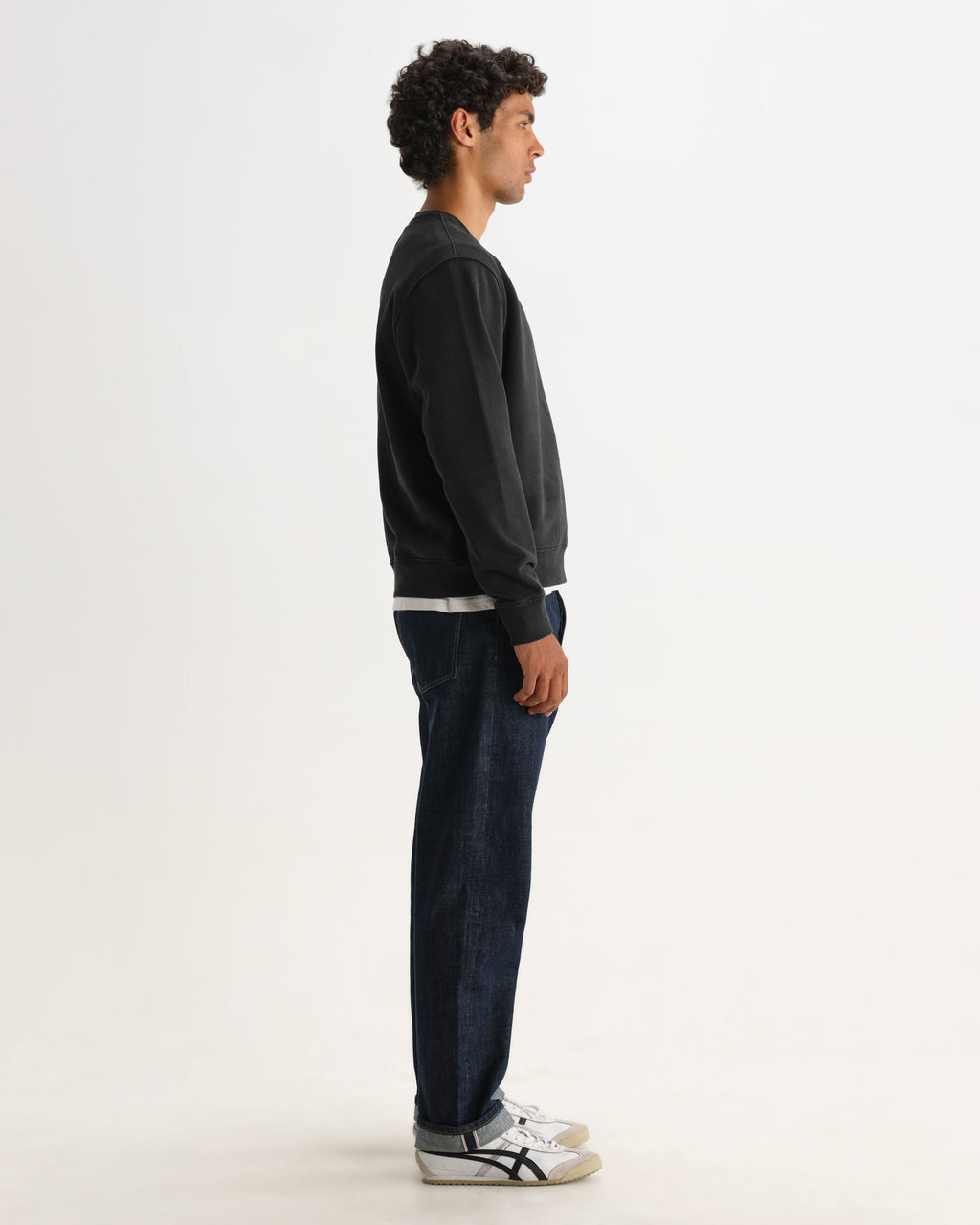 Sidney - Washed Black Brushed Organic Cotton Sweatshirt