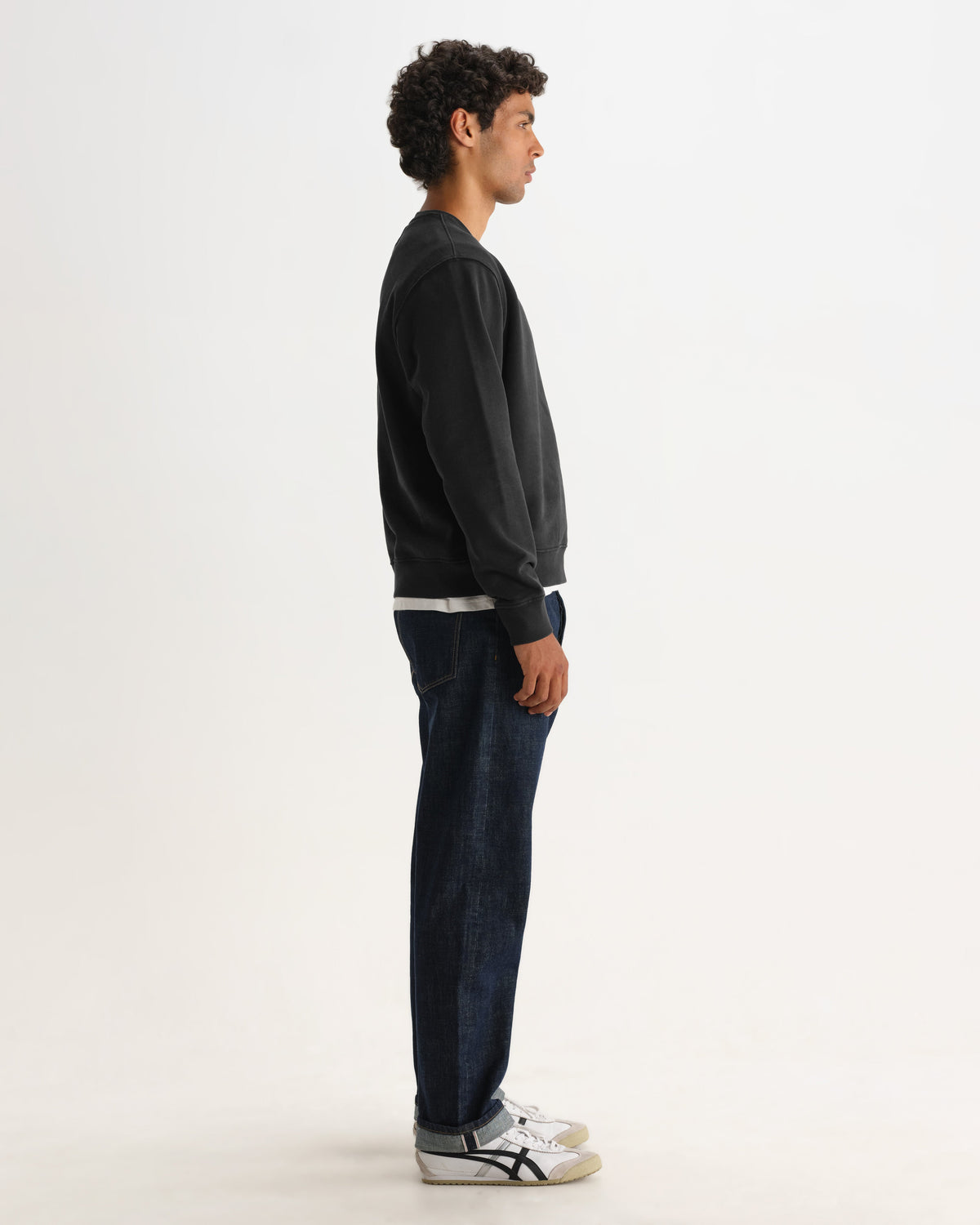 Sidney - Washed Black Brushed Organic Cotton Sweatshirt