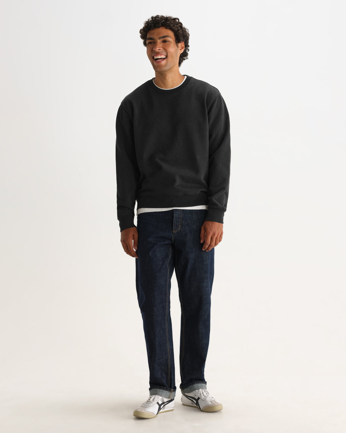 Sidney - Washed Black Brushed Organic Cotton Sweatshirt