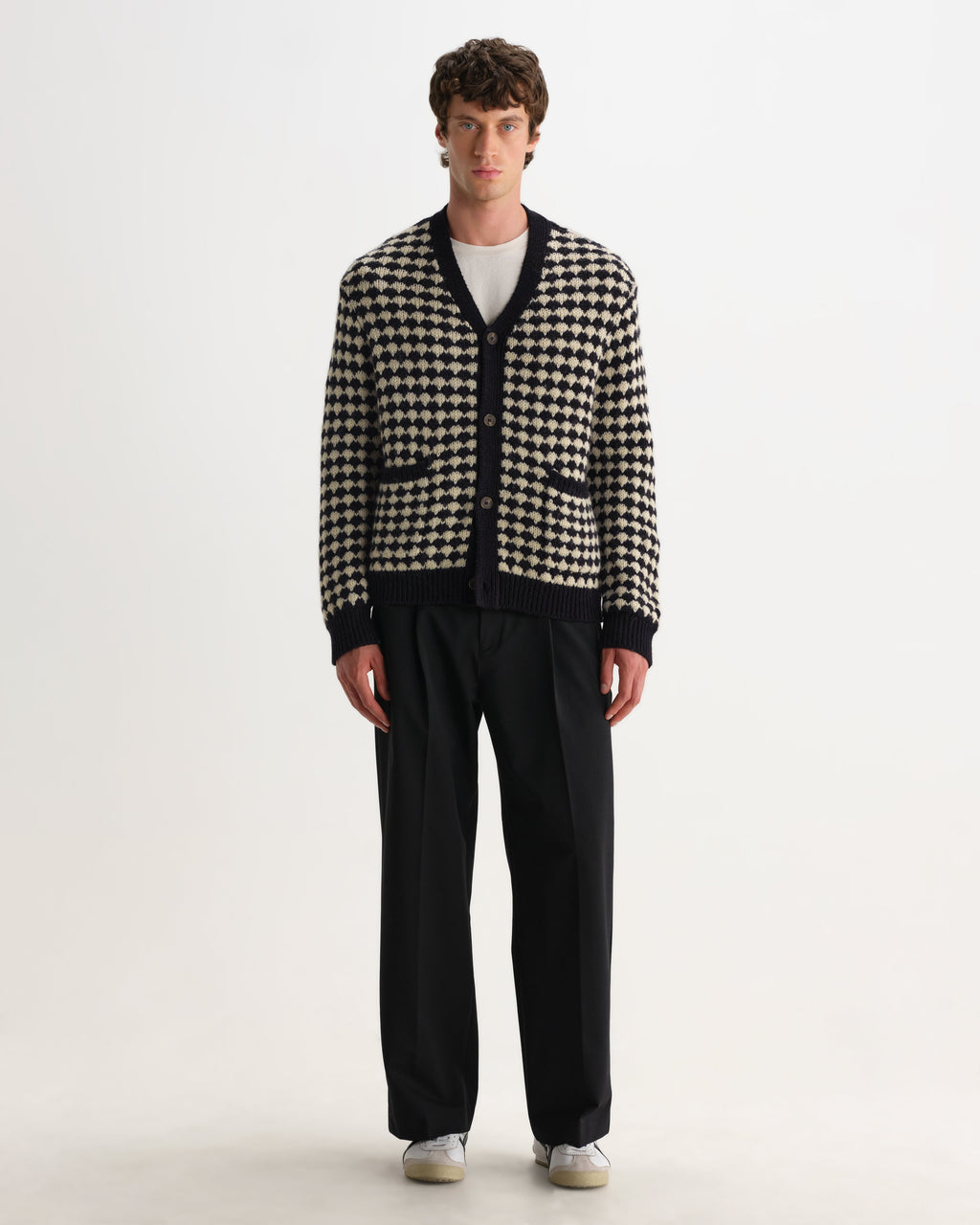 Walker - Black And Ecru Bubble Knit Cardigan