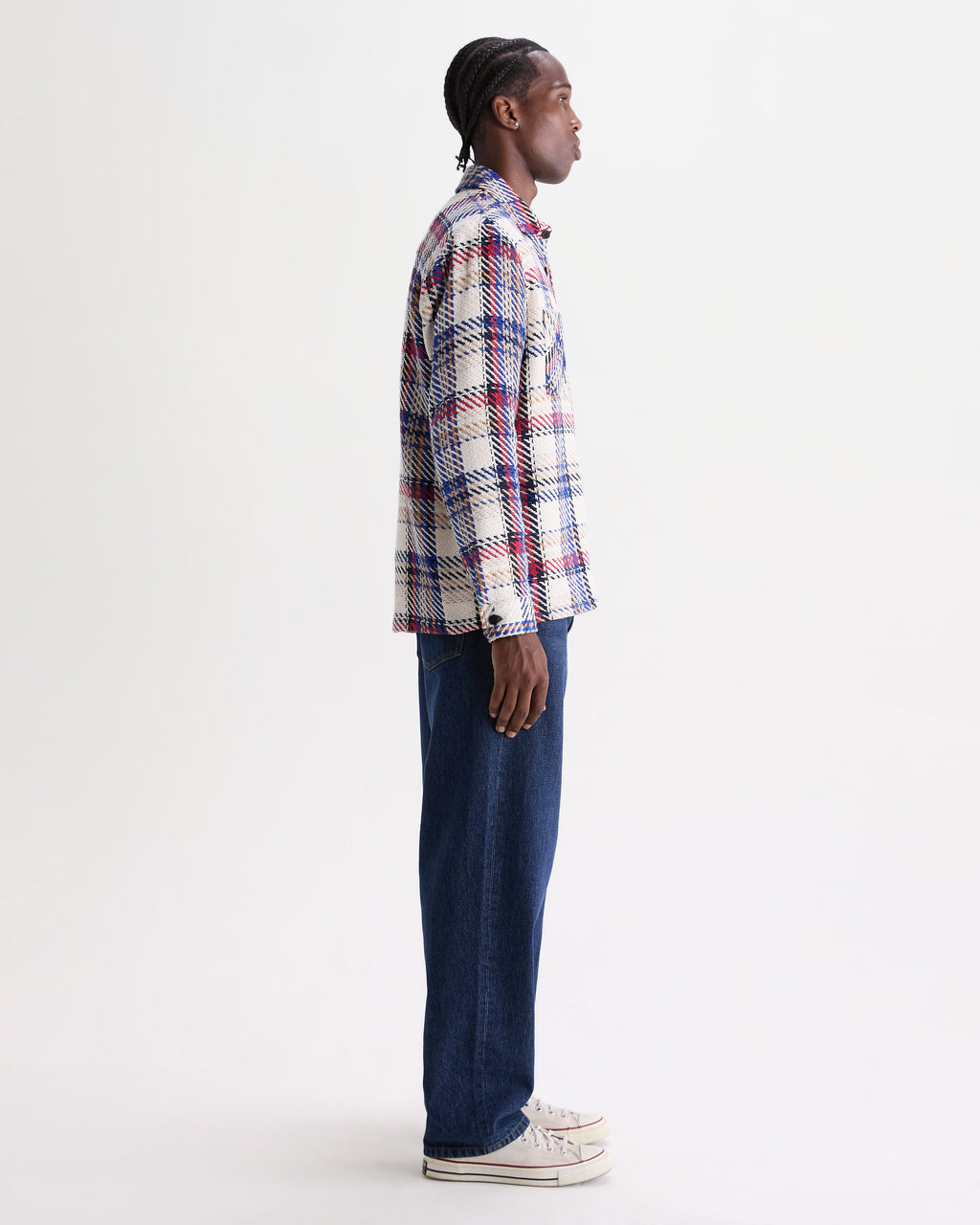 Whiting - Ecru And Red Jazz Weave Check Overshirt