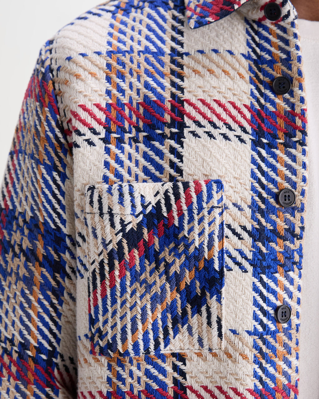 Whiting - Ecru And Red Jazz Weave Check Overshirt