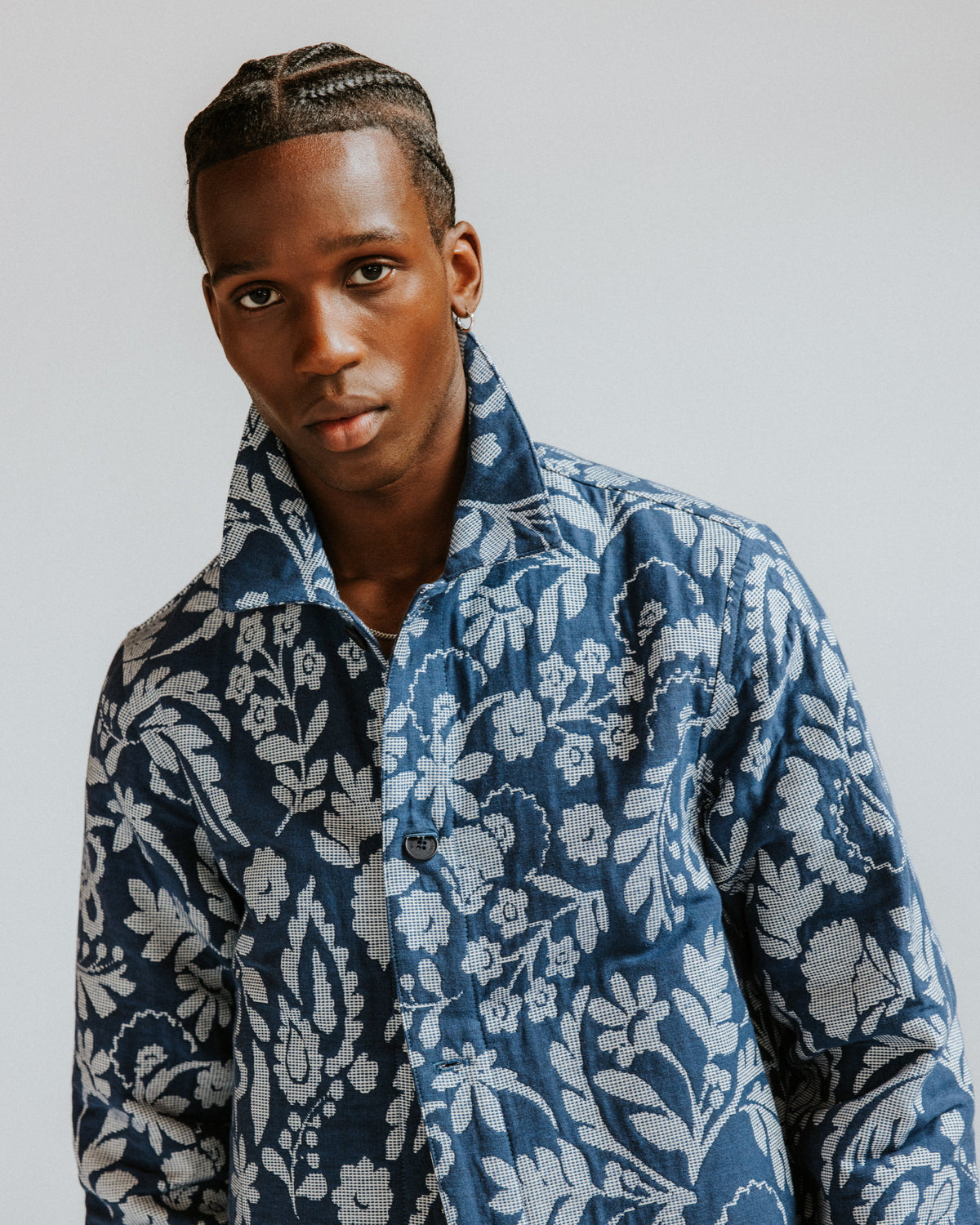 Iggy - Blue And Ecru Floral Jacquard Jacket