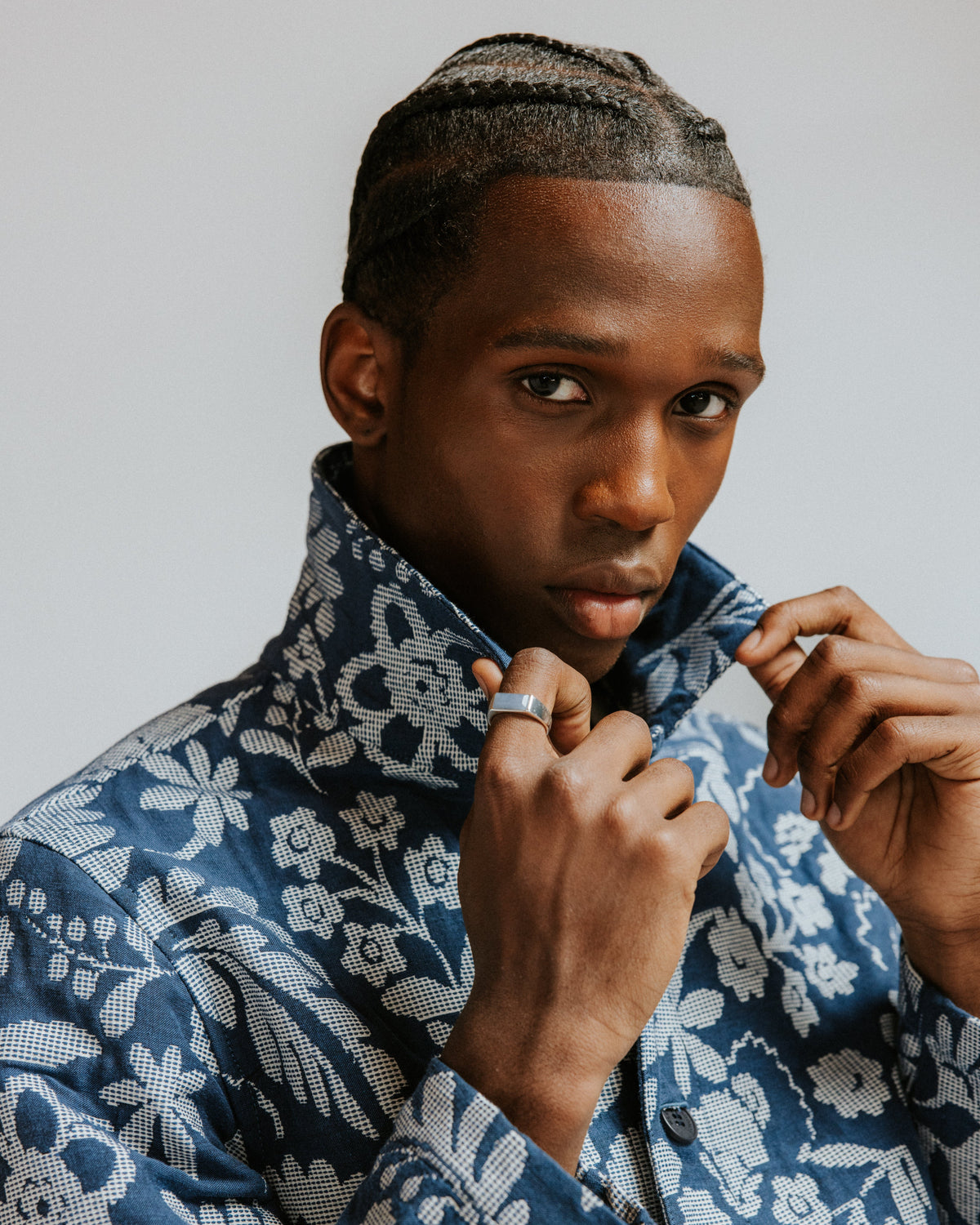 Iggy - Blue And Ecru Floral Jacquard Jacket