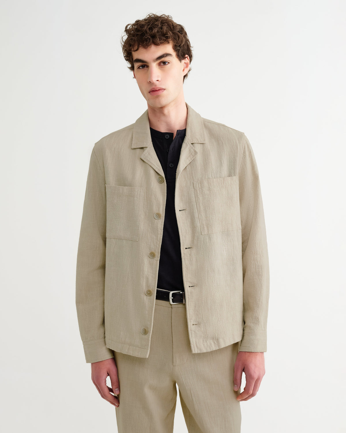 Aldred - Natural Linen-Cotton Revere Overshirt