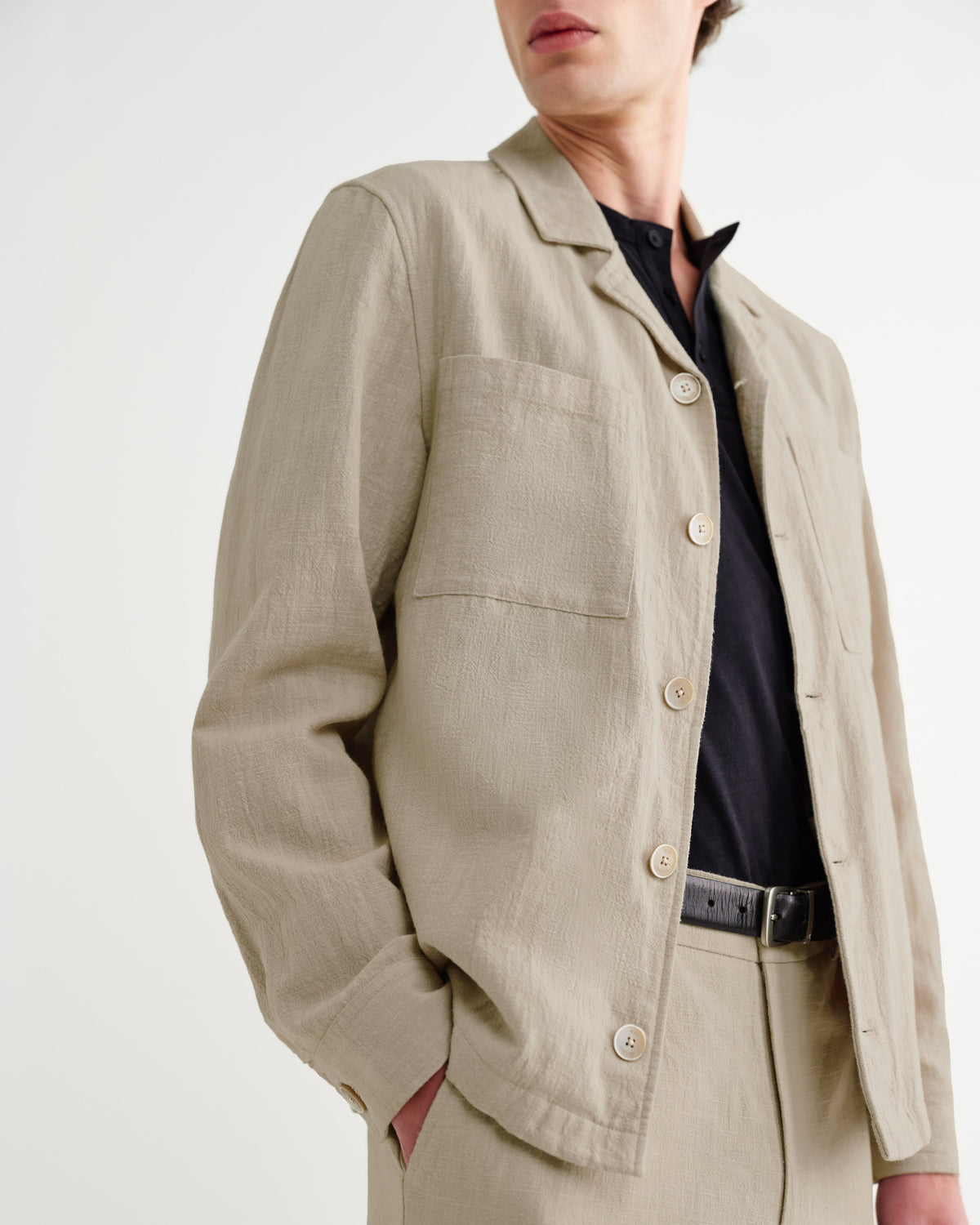 Aldred - Natural Linen-Cotton Revere Overshirt