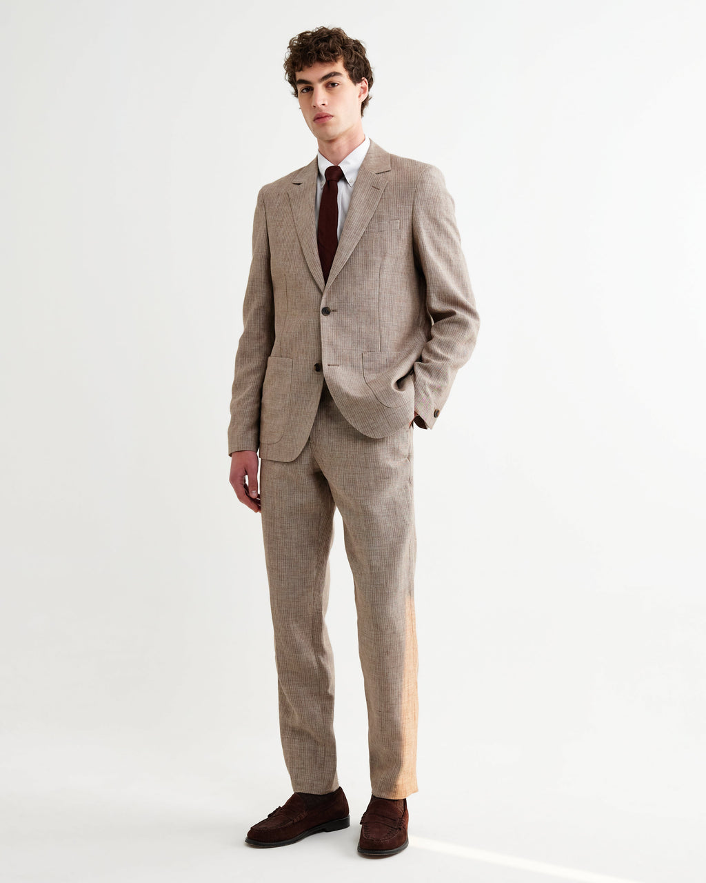 Alp - Natural And Brown Stripe Linen Trousers