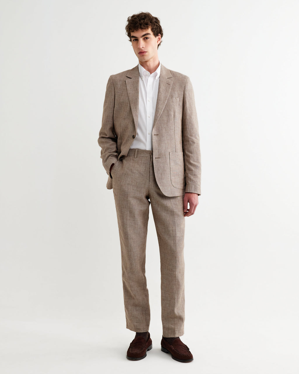 Alp - Natural And Brown Stripe Linen Trousers