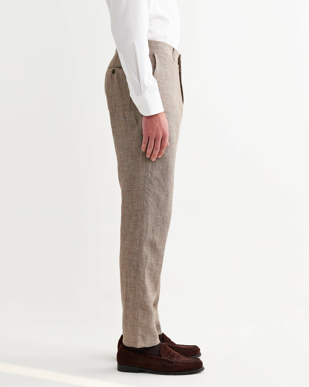 Alp - Natural And Brown Stripe Linen Trousers