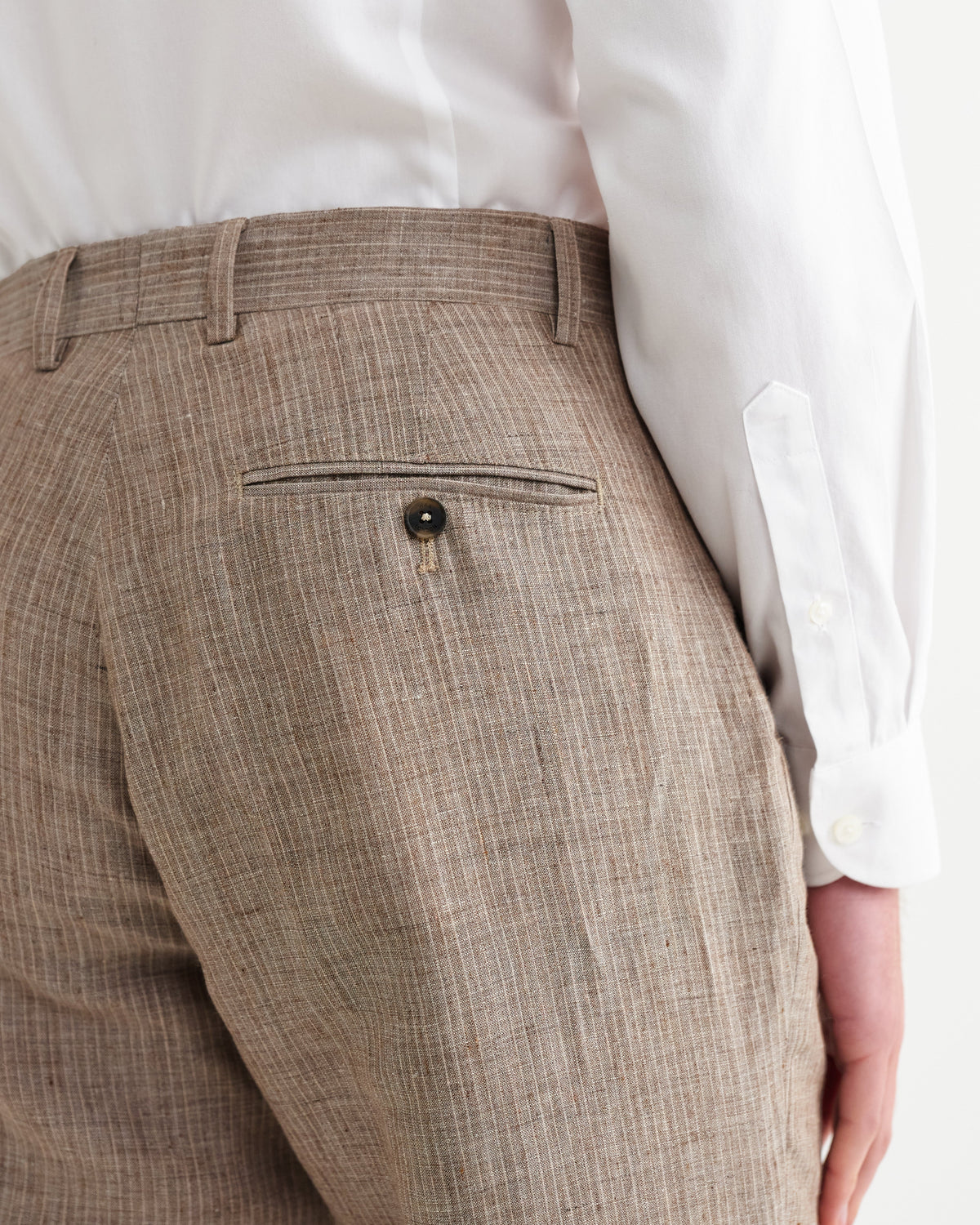 Alp - Natural And Brown Stripe Linen Trousers
