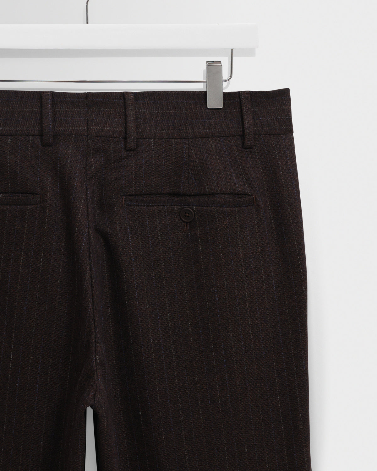 Aston - Dark Brown Wool Pinstripe Trousers