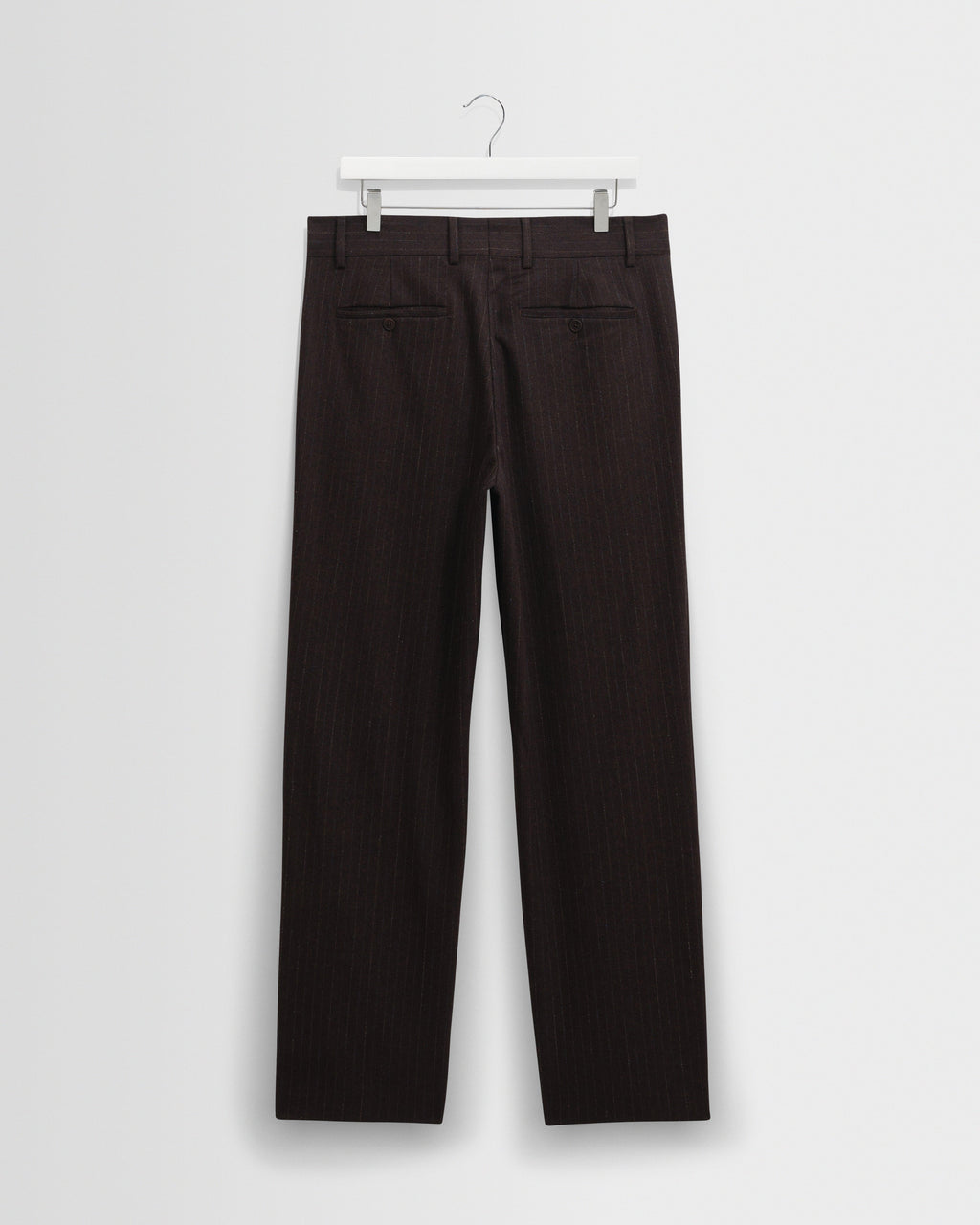 Aston - Dark Brown Wool Pinstripe Trousers
