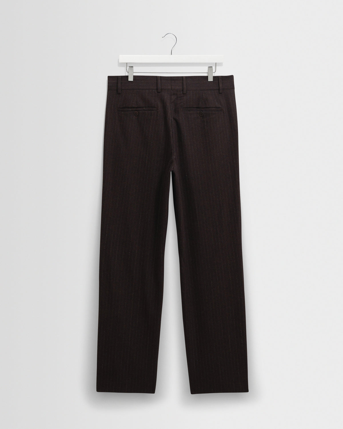 Aston - Dark Brown Wool Pinstripe Trousers