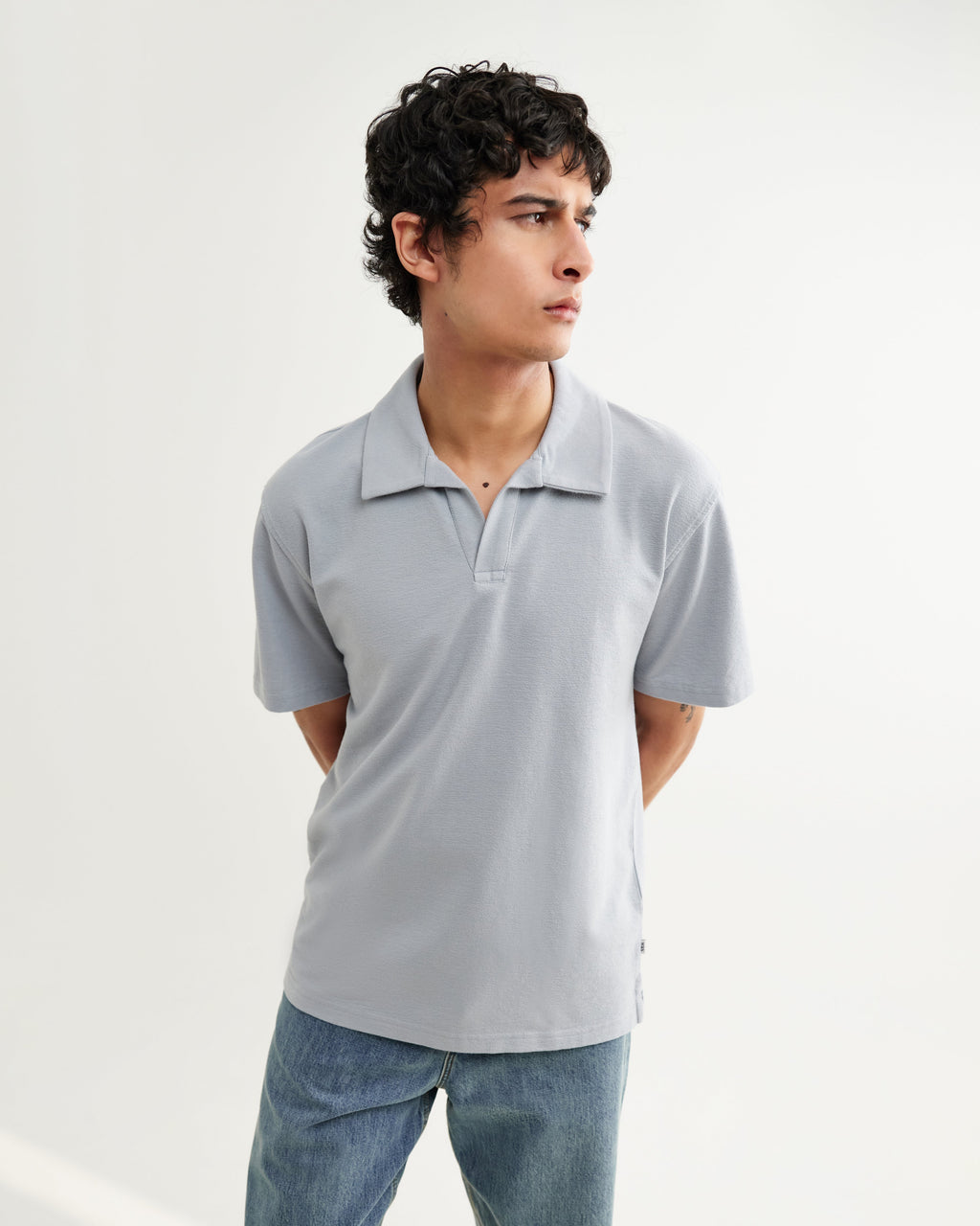 Atwood - Blue Textured Organic Cotton Polo Shirt