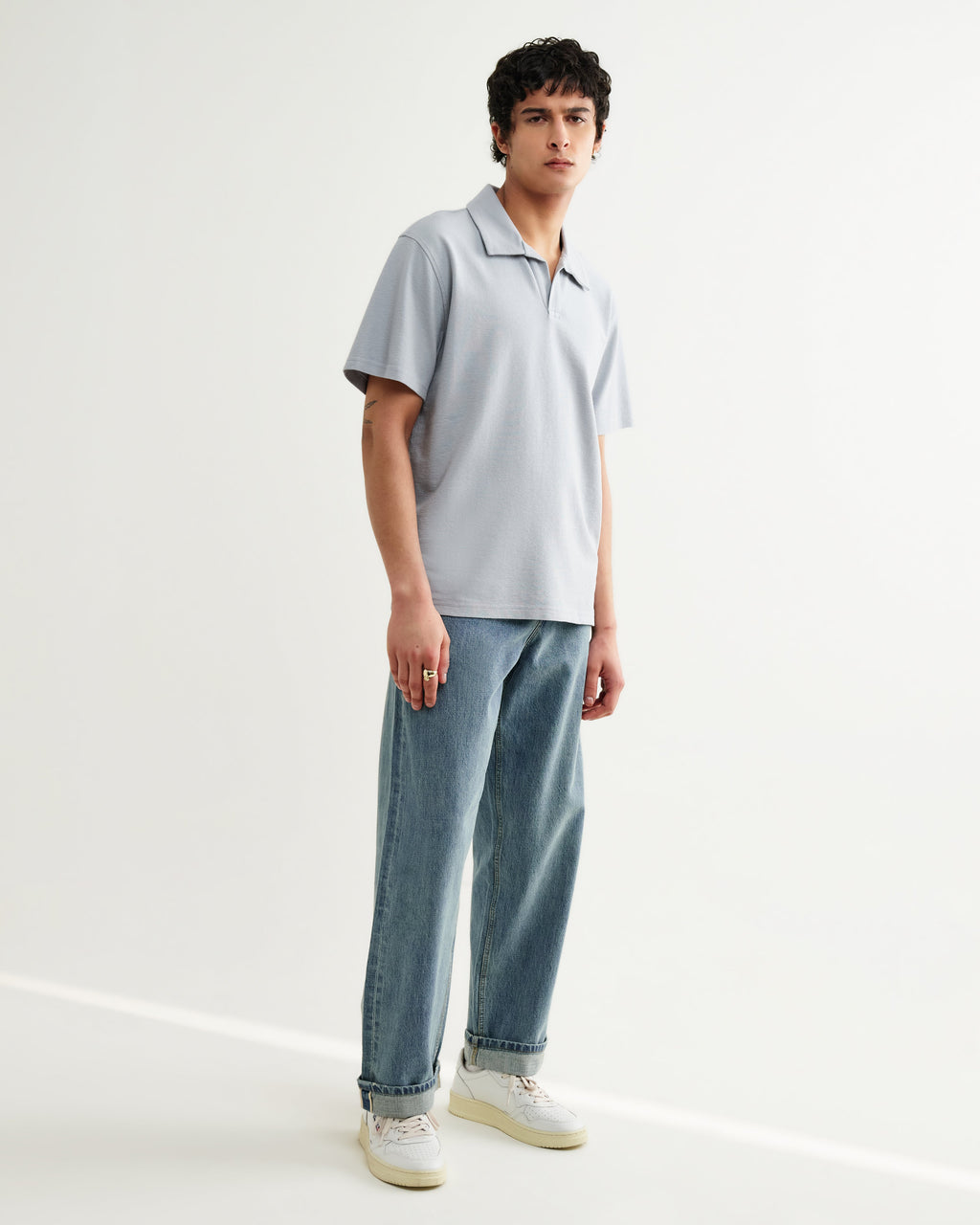 Atwood - Blue Textured Organic Cotton Polo Shirt