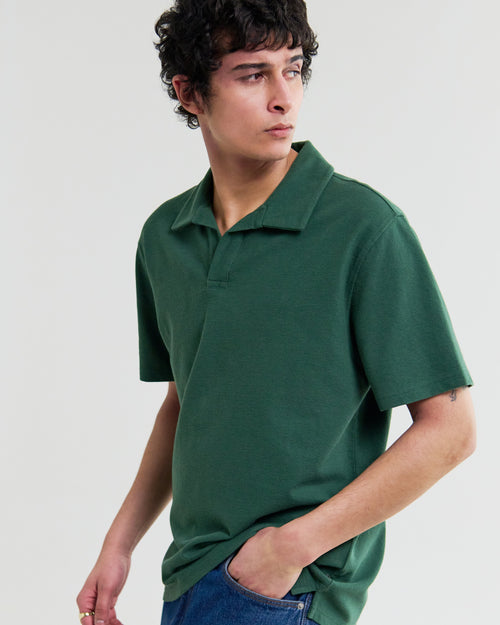 Atwood - Dark Green Textured Organic Cotton Polo Shirt