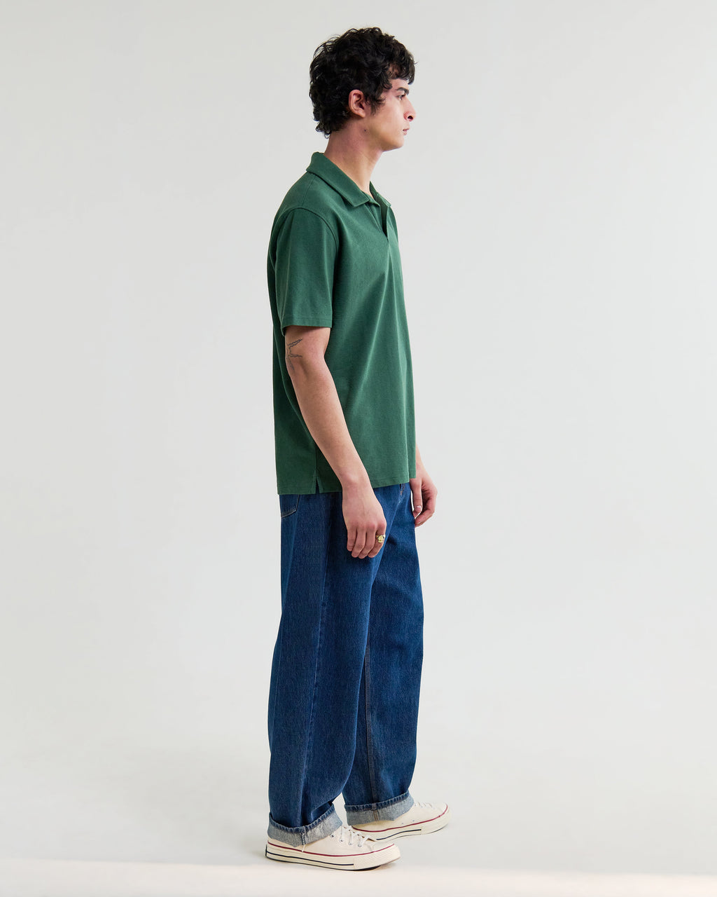 Atwood - Dark Green Textured Organic Cotton Polo Shirt