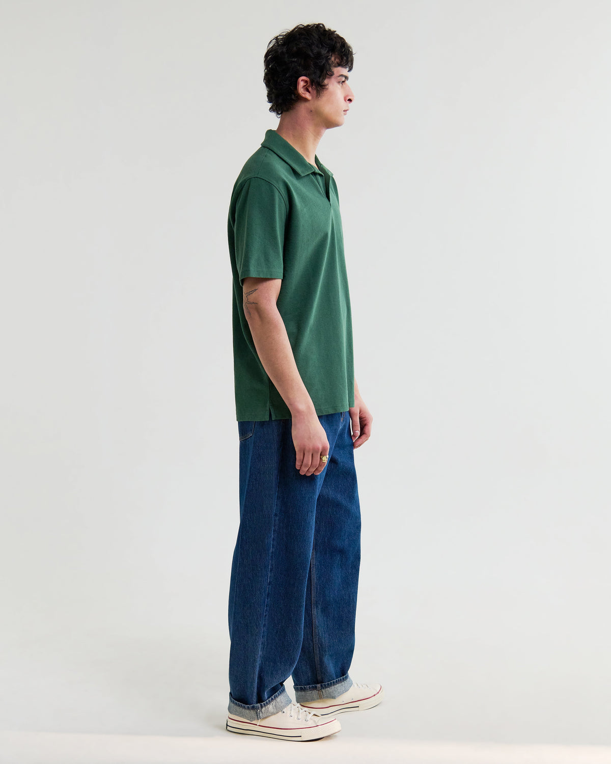 Atwood - Dark Green Textured Organic Cotton Polo Shirt