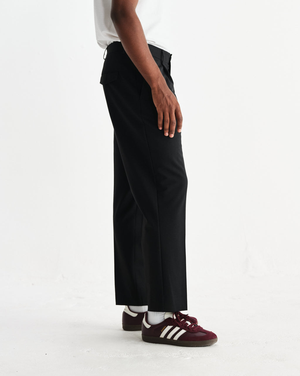 Aubyn - Black Wool Blend Twill Pleated Trousers